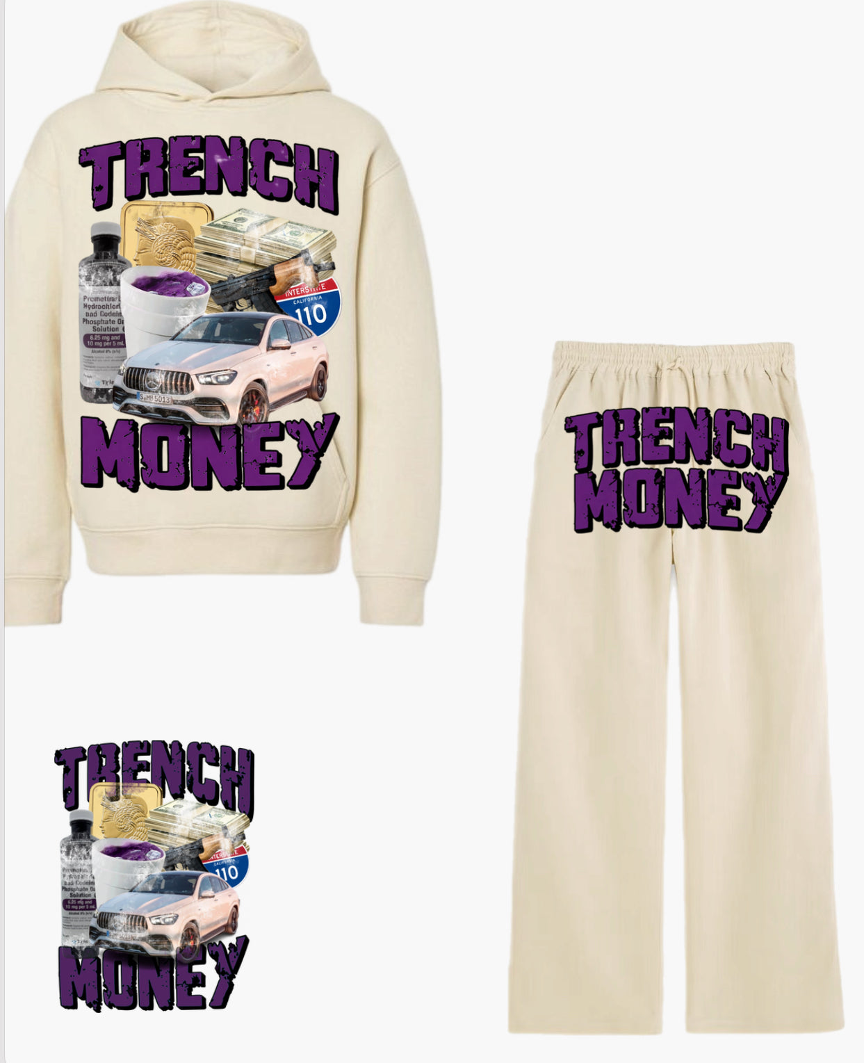 Trench Money Lean Cream Sweatsuit