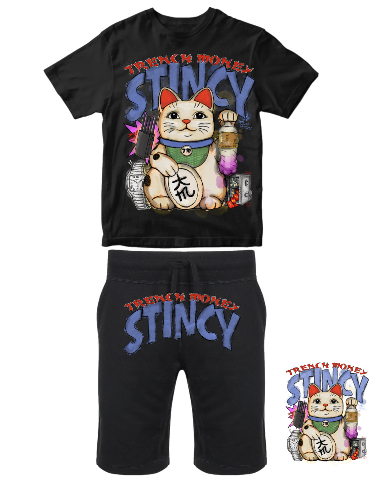 Trench Money Stincy Set Top & Shorts